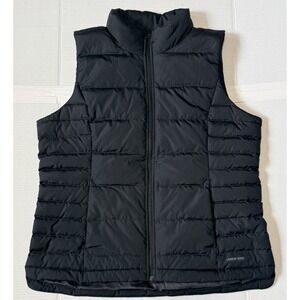 LANDS END - Women's Down Black Quilted Full Zip Puffer Vest - Size XL/T (18)